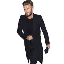 Длинное шерстяное пальто Beckham на заказ, мужской костюм джентльмена, шерстяное пальто, тонкая ветровка, мужской код 2024 - купить недорого