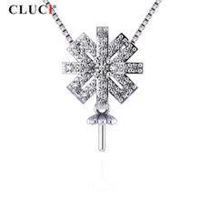 CLUCI-colgante de plata de circón 925 para mujer, colgante de collar de perlas para mujer, regalo de Navidad, colgante de copo de nieve, SP386SB 2024 - compra barato