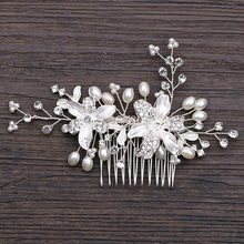Cor de prata artesanal pérola casamento pente cabelo clipes strass jóias para o cabelo feminino moda casamento acessórios para o cabelo ornamentos 2024 - compre barato