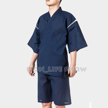 Verão men jinbei japonês kimono manga curta 2 pçs conjunto pijamas loungewear 2024 - compre barato