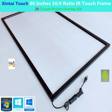 Xintai Touch 86 дюймов 16:9 соотношение 20 сенсорных точек мультитач ИК сенсорная рамка, инфракрасная сенсорная панель, Plug & Play 2024 - купить недорого
