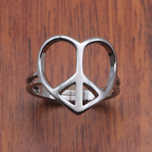 Heart Peace Symbol Ring Unique Stainless Steel Open Rings Best Valentine's Day Present For Men and Women  YP3958 2024 - buy cheap
