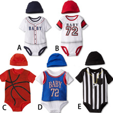 Macacão esportivo de basquete maré, roupas de bebê menino com estampa de números de baseball e ônibus infantil, 2 peças de roupa corporal 2024 - compre barato