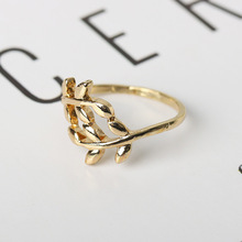 Яркие листья и ветка форма античные посеребренные золотые милые модные кольца для женщин 2024 - купить недорого