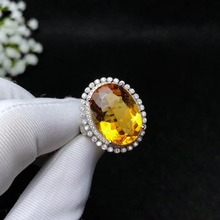 Citrine ring Free shipping Real and natural citrine 925 sterling silver Fine yellow gem 13*18mm For Man Or Woman 2024 - buy cheap