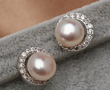 HOT 925 Silver Freshwater Pearl Stud Earrings Real Pearl Earrings Natural Pearl Earrings For Charm Women 2024 - buy cheap