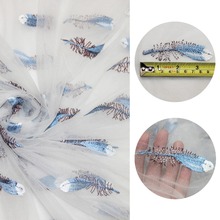 YWCOOL 5meters/lot 150cm FEATHER embroidered mesh tulle fabric DIY decoration for wedding dancing tutu dress 2024 - buy cheap
