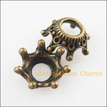 Fashion 40Pcs Antiqued Bronze Color Crown Flower End Bead Caps Connectors 13mm 2024 - buy cheap