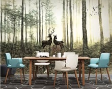 Hand painted forest elk 3d wallpaper papel de parede,living room sofa tv wall bedroom wall papers home decor restaurant mural 2024 - buy cheap