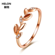 Leaf Solid 14k Rose Gold Natural Diamonds Engagement Ring Wedding Anniversary Band Fine Jewelry Women Trendy 2024 - buy cheap