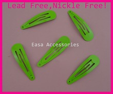 50PCS Lemon Green 5.0cm 2.0" Tear Drop Round Head Plain Metal Snap hair Clips no hole at nickle free and lead free quality 2024 - buy cheap