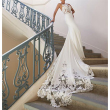 Новое свадебное платье без рукавов Vestidos de novia, винтажное кружевное Милое Свадебное платье с вырезом, свадебные платья без спинки 2024 - купить недорого