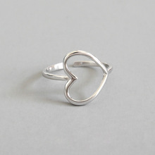 Trendy 100% 925 Sterling Silver Hollow Love Heart Rings For Women Girlfriend Gifts, Cute Finger Ring Woman Fine Jewelry 2024 - buy cheap