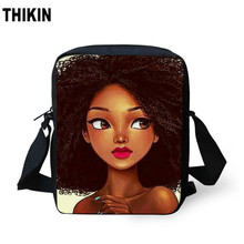 THIKIN Cartoon Black Art African Girls Printing Crossbody Bags for Women Shoulder Messenger Bag Children Mini Book Bags Custom 2024 - buy cheap