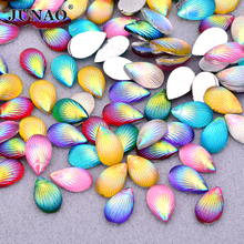 JUNAO 200pc 8*13mm Mix Color Shell Glitter AB Rhinestones Drop Shape Crystal Stones Flatback Resin Scrapbook Beads DIY Crafts 2024 - buy cheap