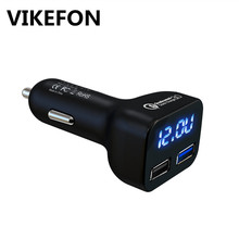 Автомобильное зарядное устройство VIKEFON Quick Charge 3,0 Dual USB со светодиодным дисплеем, универсальное автомобильное зарядное устройство для телефона Xiaomi Samsung iPhone Tablet и т. Д. 2024 - купить недорого