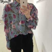 HziriP Korean Blouses 2019 Spring Summer Blouse Chiffon Loose Stylish Floral Fashion Shirt Women Top Blusas Camisas Mujer 2024 - buy cheap