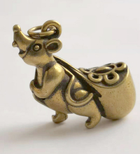 Exquisite Collectible Decoration Old Brass Carved Mouse Purse Get Rich Lucky Statue Pendant 2024 - buy cheap