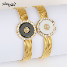 Pulseira luxuosa de cerâmica, dourada, cristal, para mulheres, moda, joia, um círculo, strass, alta qualidade, pulseiras 2024 - compre barato