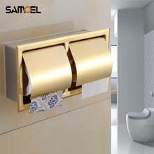 Soporte de papel higiénico de oro de lujo de acero inoxidable, soporte de pañuelos de baño montado en la pared, PH228, Envío Gratis 2024 - compra barato