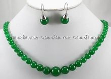 Women's gift Jewelry  WGP word Natural Fine 6-14mm Green gem Round Beads earrings Necklace set AAA style  new-jewelry 2024 - buy cheap