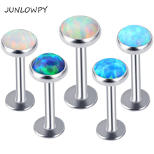 JUNLOWPY Tragus Earrings Kits 50pcs Labret Monroes Internal Thread Lip Rings Opal Stone Piercing Body Jewelry Labret Studs 2024 - buy cheap