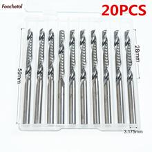 3.175mm*28mm-20PCS CNC solid carbide End Mill,tungsten steel woodworking router bit,1 Flute milling cutter,MDF,acrylic,PVC,wood 2024 - buy cheap