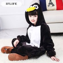 Kid's Kugurumi Onesie Animal Cartoon penguin Cosplay Costume Flannel Pajama One Piece Boy Girl Child pyjama Sleep Suit 2024 - buy cheap