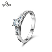 EUDORA  Clear CZ Circle Round Finger Rings for Women Girl Fashion Jewelry Christmas Gift Wedding Party Accessories 2024 - buy cheap