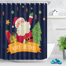 LB Санта Клаус с рождественской елкой звезда и подарок занавеска для душа забавная Ванная комната Водонепроницаемая полиэфирная ткань для ванной Декор 2024 - купить недорого