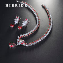 HIBRIDE Elegant Flower Design Red Cubic Zircon Jewelry Sets For Women Bridal Wedding Accessories Fashion Jewelry Wholesale N-717 2024 - buy cheap