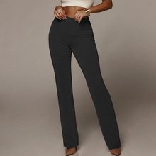 NORMOV Casual Women Pants Shining High Elastic Waist Full Length Polyester Trousers Loose Black Straight Pants 2024 - buy cheap