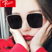 Psacss-gafas De sol cuadradas De Metal para hombre y mujer, lentes De sol cuadradas De alta calidad con espejo, Estilo Vintage, HD 2024 - compra barato