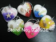 wholesale FREE SHIPPING 12 PCS vogue key ring design sea star shell hreen grass heart mix colorful key-chain 2024 - buy cheap