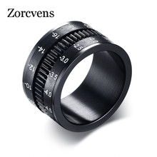 ZORCVENS Men's Rings Stainless Steel Fashion Black Camera Lens Ring for Men  Jewelry Spinner Band Photographers Accessories 2024 - buy cheap