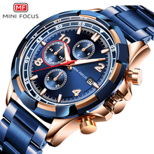 Minifocus 2019 moda militar assista men 3 sub-mostradores multifunction azul quartzo relógios dos homens marca superior relógio de luxo cinta de aço 2024 - compre barato