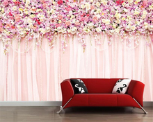 Beibehang-papel tapiz 3d de decoración de Sala de bodas personalizado, Fondo de TV con flor Rosa cálida, papel de pared 3d 2024 - compra barato