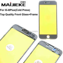 MAIJIEKE-cristal de pantalla frontal de prensa en frío con marco medio para iPhone 8, 7, 6s, 6 Plus, 5 5s, piezas de repuesto de lente de cristal exterior 2024 - compra barato