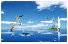 Customized 3d wallpaper 3d tv wallpaper murals blue sky white cloud sea gull landscape paintings wall living room wallpaper 2024 - buy cheap