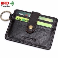 Credit Card Holder Men Slim Anti Protect Travel ID Cardholder Cowhide Genuine Leather RFID Theft Protect Wallets Coin Purse 2024 - buy cheap