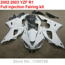 Motocicleta sem pintura carroçaria carenagem kit para yamaha yzf r1 02 03 branco preto plástico conjunto yzfr1 2002 2003 bc28 2024 - compre barato