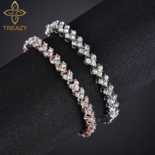 TREAZY-Pulseras de estilo romano para mujer, brazaletes de cristal con corazones brillantes, accesorios de joyería de boda 2024 - compra barato
