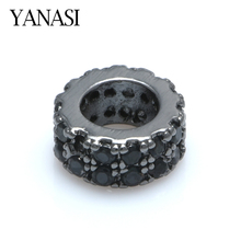 Black Spacer Beads Jewelry Findings Micro Pave Black Zircon For Man Woman Beads Bracelet Gift Jewelry Making 2024 - buy cheap