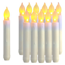 Paquete de 4 velas cónicas sin llama para exteriores, luces LED ámbar de 16,5 cm, velas de batería de plástico, luz parpadeante sumergida en gota de cera 2024 - compra barato