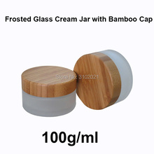 Jarra de vidrio para crema con tapa de madera de bambú, recipiente de vidrio pulido opaco artesanal, paquete de cosméticos recargable, 72 Uds., 100g 2024 - compra barato