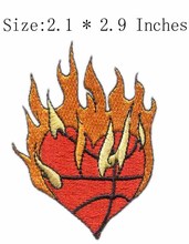 Parche bordado fuego con baloncesto 2,1 "de ancho/parche/deporte/pegado 2024 - compra barato