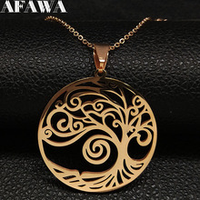 2021 Fashion Tree of Life Stainless Steel Choker Necklace for Women Rose Gold Necklace Jewelry collares N32S01 2024 - buy cheap