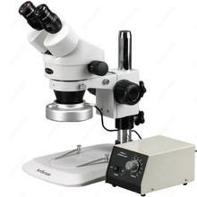 Microscópio amscópio com zoom estéreo 7x-45x, zoom 7x-45x, 80 leds, luz de anel de alumínio 2024 - compre barato