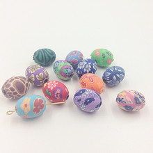 Bolas ovaladas de colores mezclados, abalorios de joyería polimérica de 15x11MM, 50 unids/paquete 2024 - compra barato