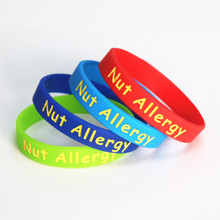 50PCS/lot Medical Alert Nut Allergy Silicone Wristband Adults Size 4 Colors Silicone Braceets&Bangles Wholesale SH110A 2024 - buy cheap